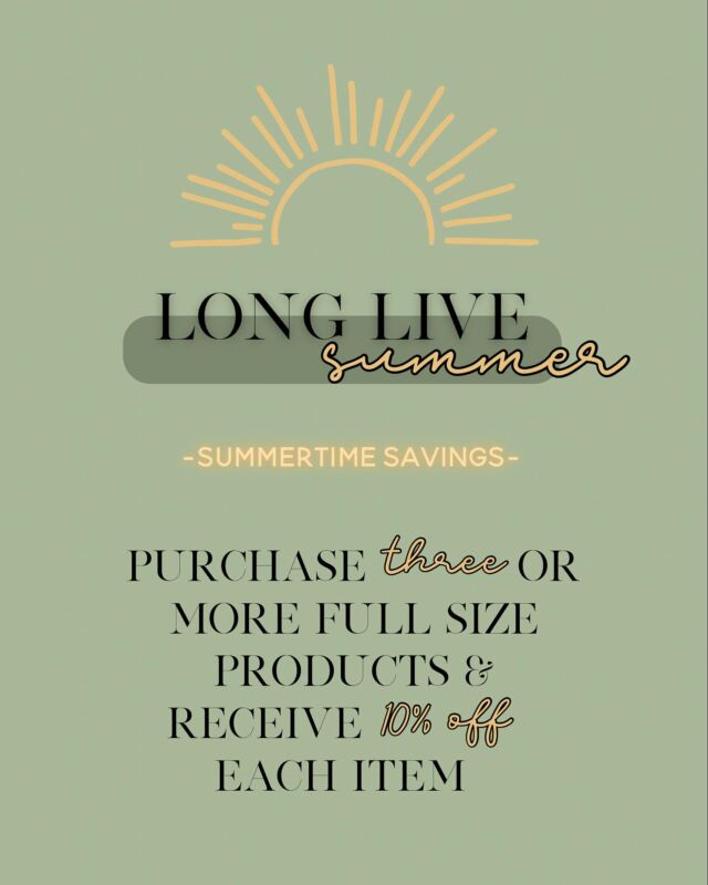 DON’T MISS THESE SUMMERTIME SAVINGS 🌞

>> Buy 3 or more full size products and receive 10% OFF each item 🤩

#BMonroeSalon
